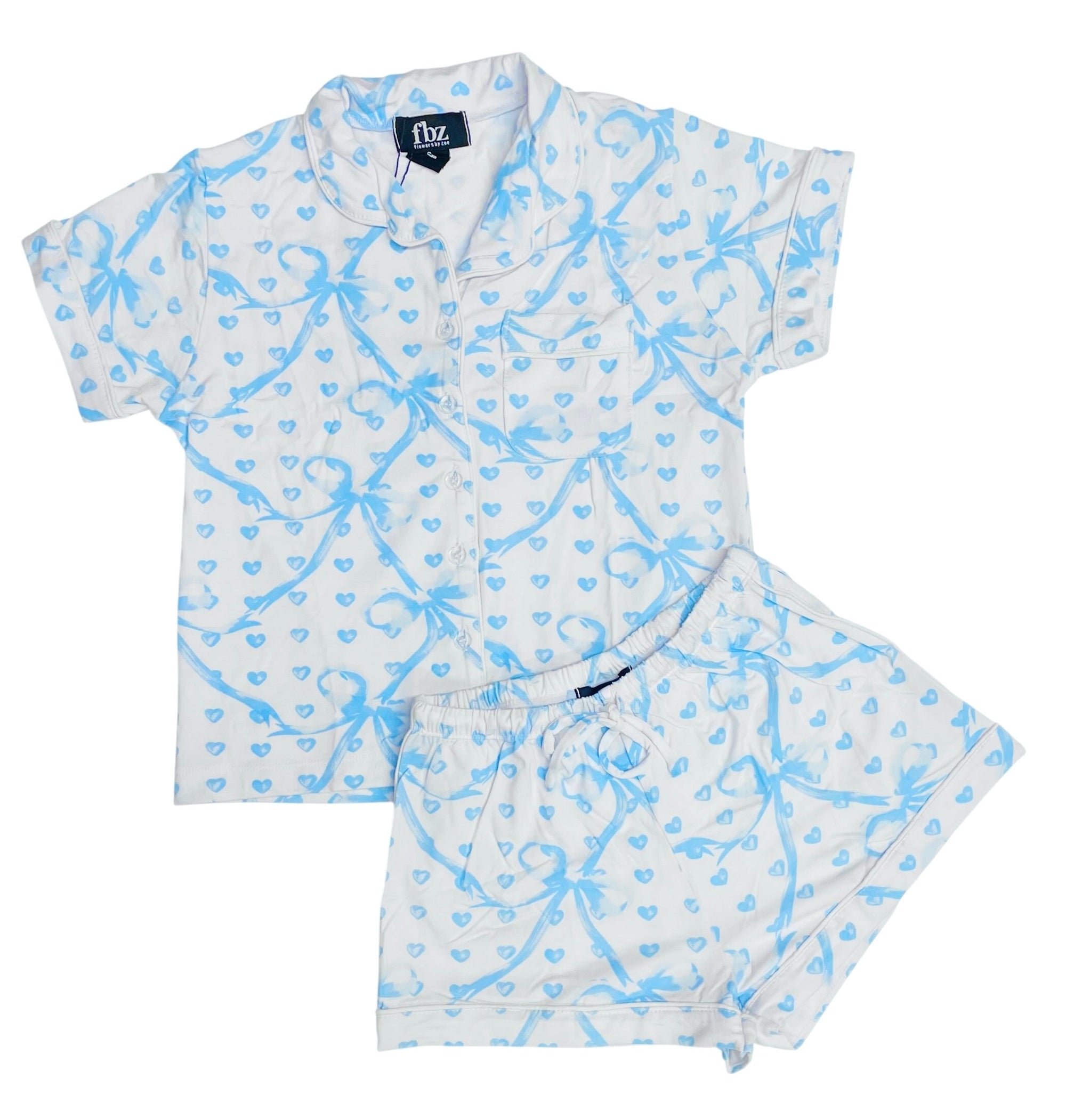 Flowers By Zoe 2pc Knit Lounge Set - Blue Bows