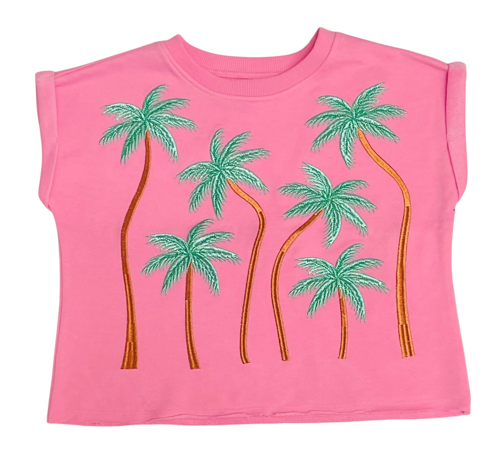 Paper Flower Tween Lurex Embroidered Palm Tree 2pc Short Set