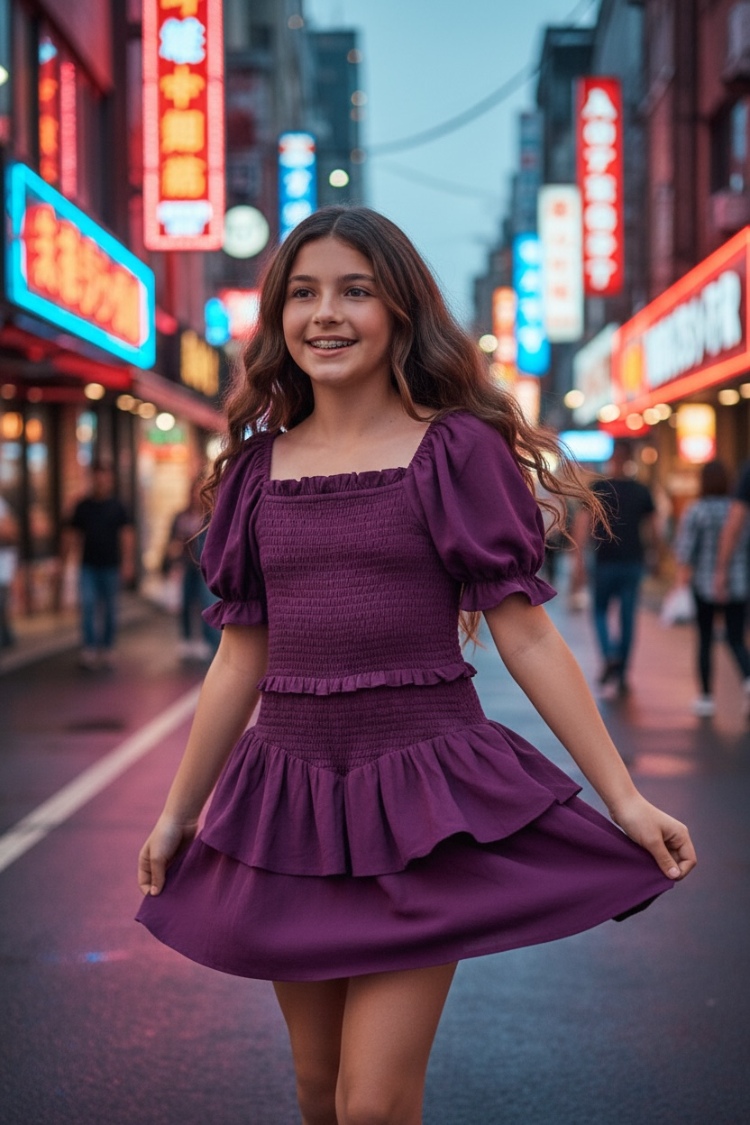 KarieJ Tween Lainey Dress - Eggplant