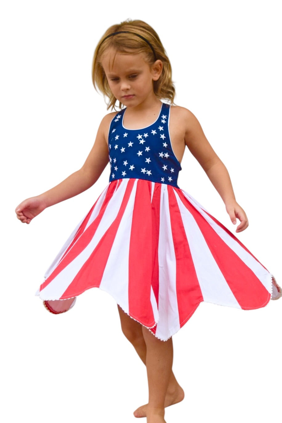 Cotton Kids American Flag Patriotic Dress