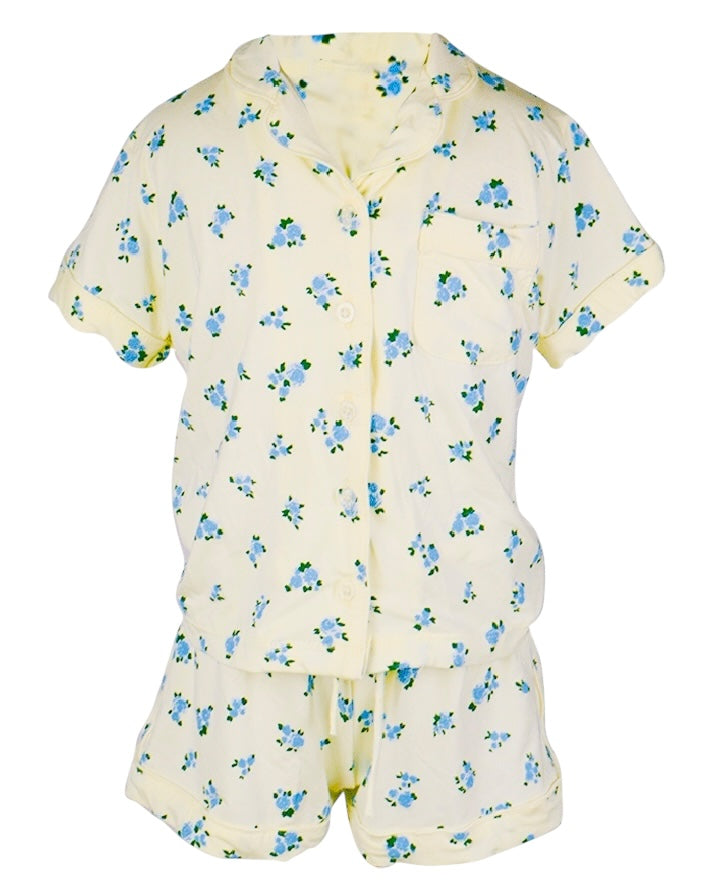 Flowers By Zoe 2pc Butter Floral Print Knit Lounge Set