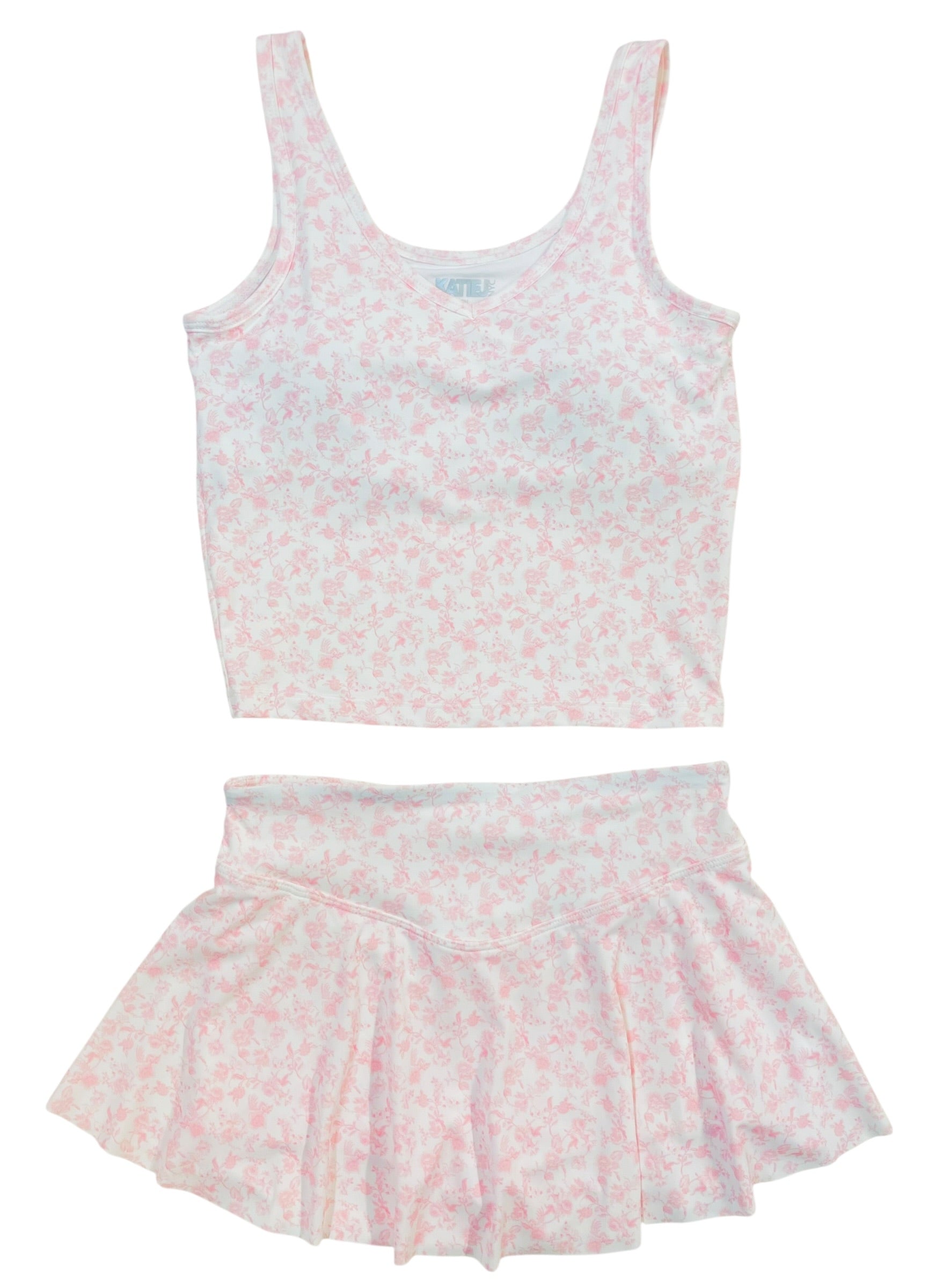 KatieJ NYC Tween Kelsey Athletic Tank- Pink Mini Toile