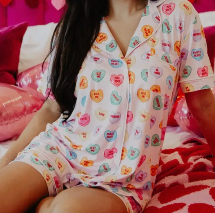 Conversation Heart Print Lounge Set -  Juniors