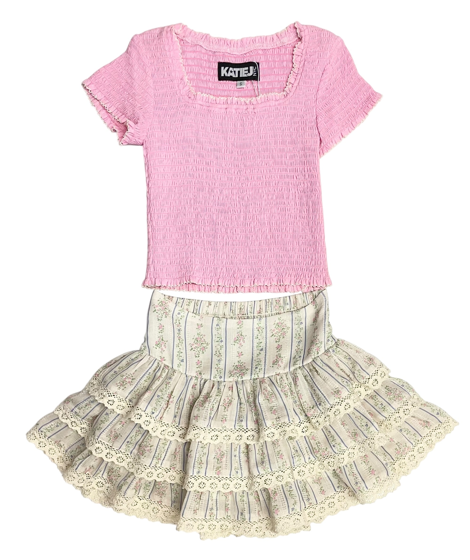 KatieJ NYC Helena Smocked Top - Pink