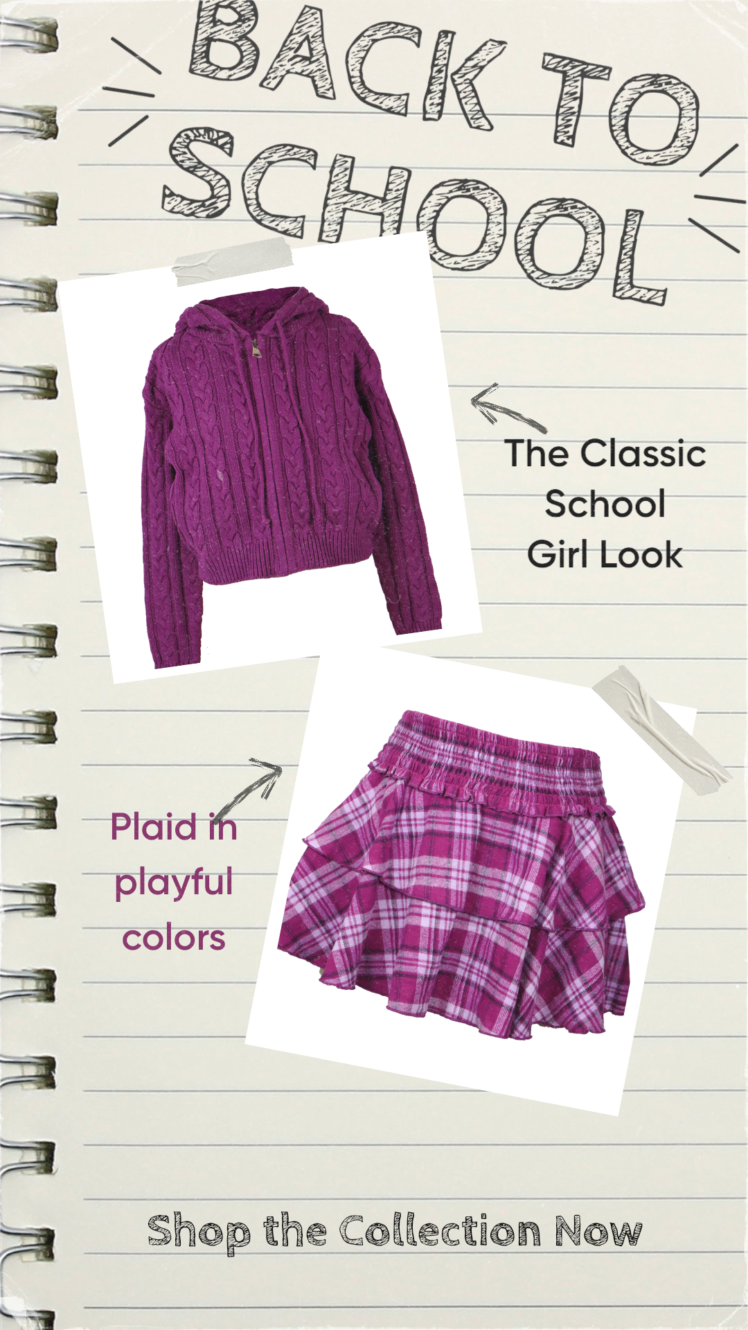 Flowers By Zoe Magenta Plaid Skirt