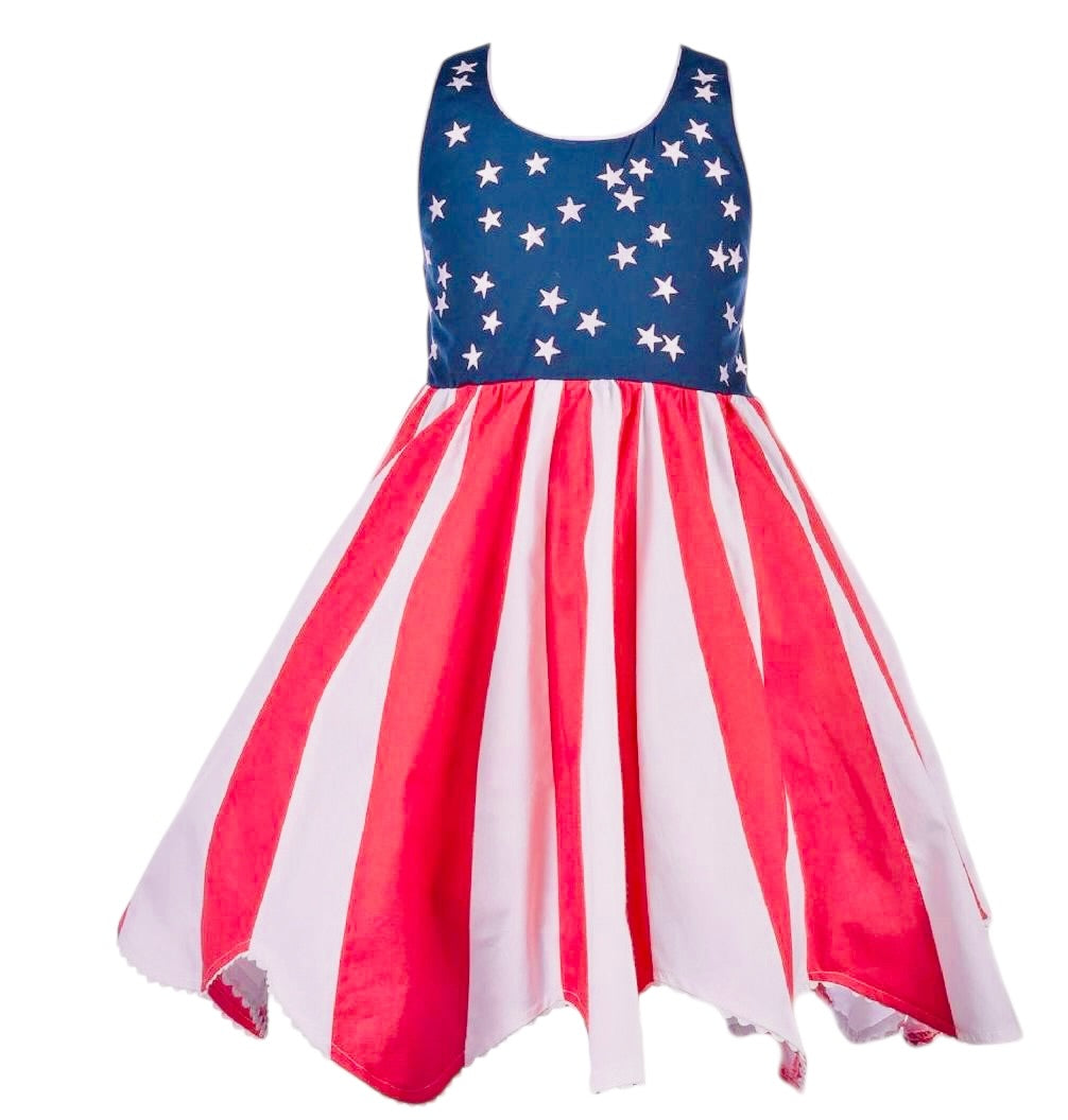 Cotton Kids American Flag Patriotic Dress