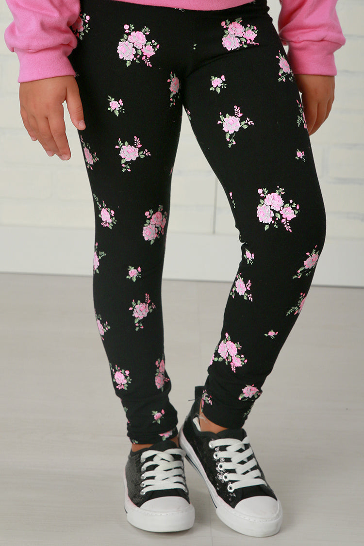 Flowers By Zoe Black + Pink Floral Print Legging