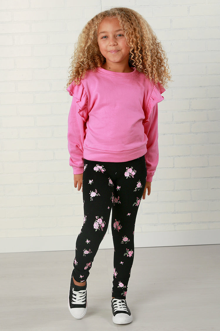 Flowers By Zoe Black + Pink Floral Print Legging