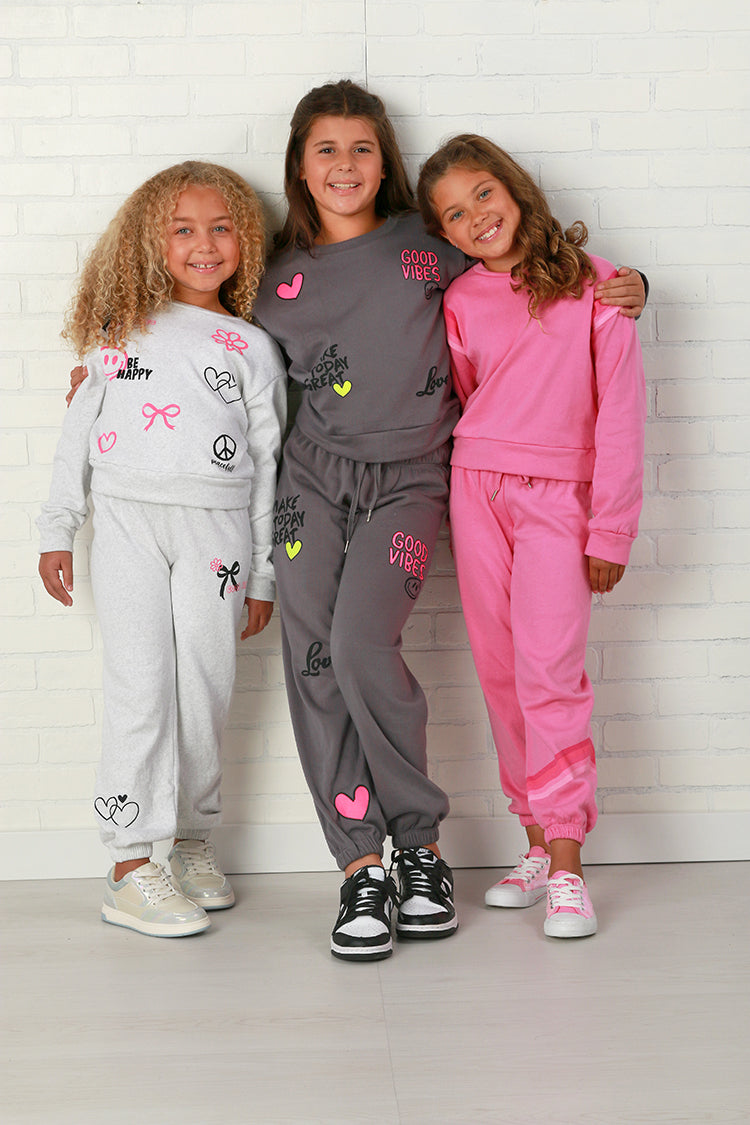 Flowers By Zoe Heather Grey Bow + Hearts Sweatpant