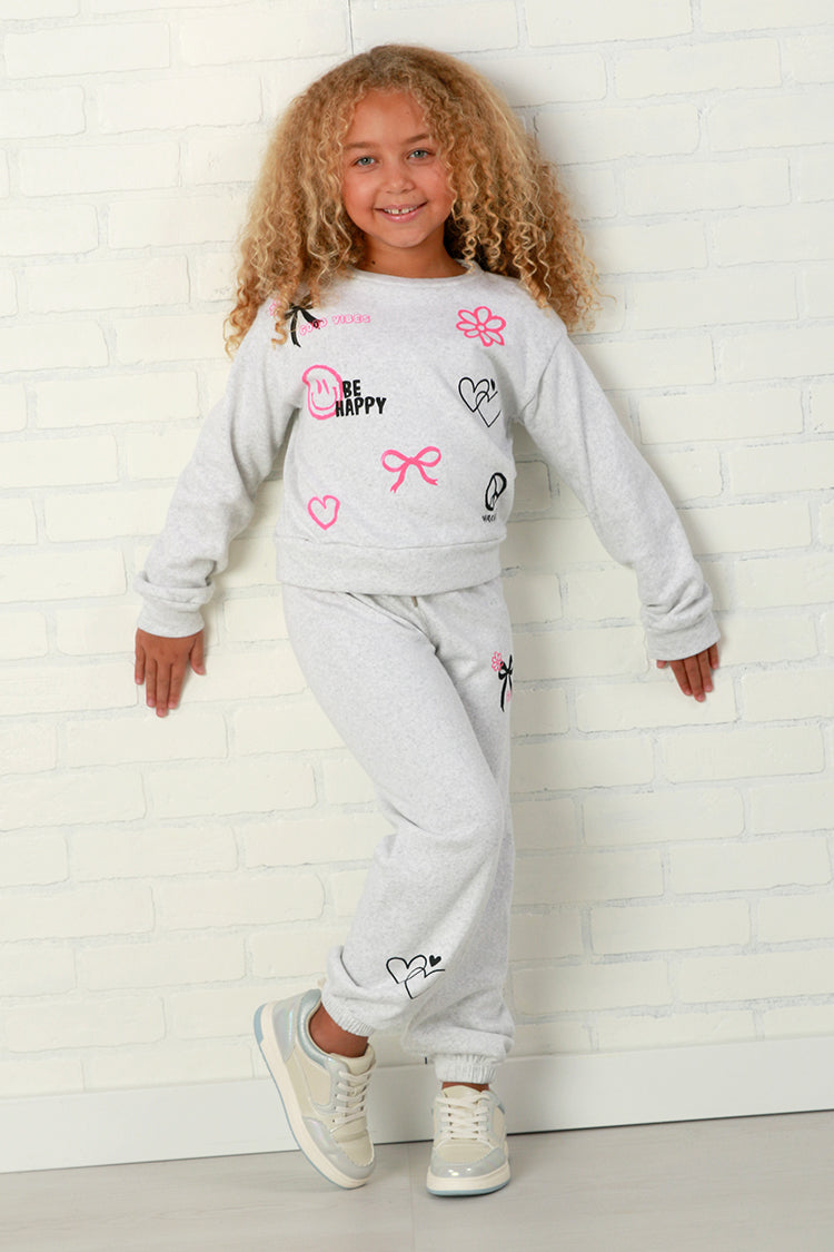 Flowers By Zoe Heather Grey Bow + Hearts Sweatpant