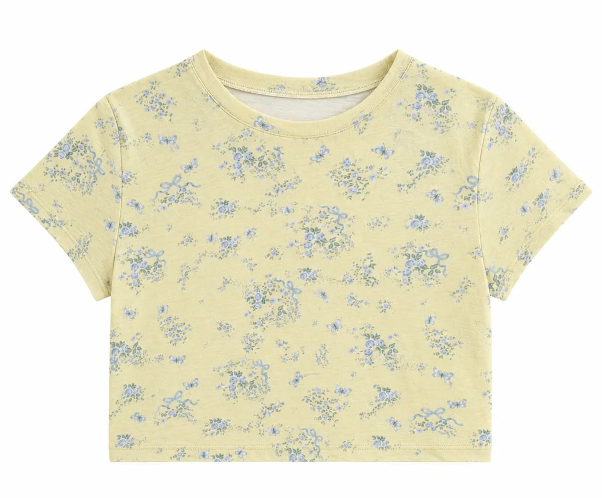 KatieJ Fearless Tee - Yellow Ditsy Floral