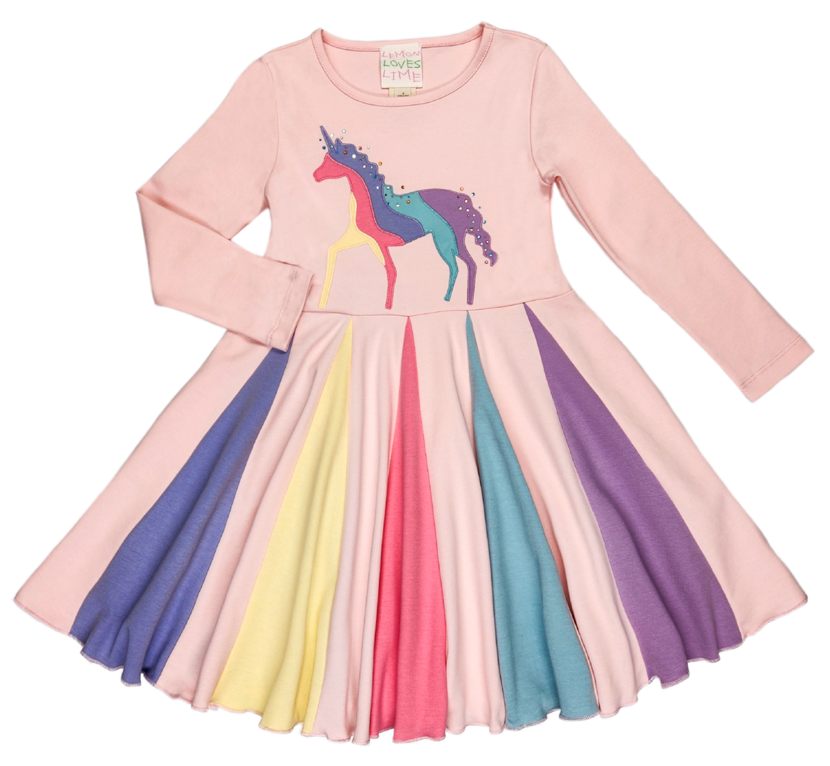 Vestido de princesa unicornio con estampado de limón y lima: sombra rosa