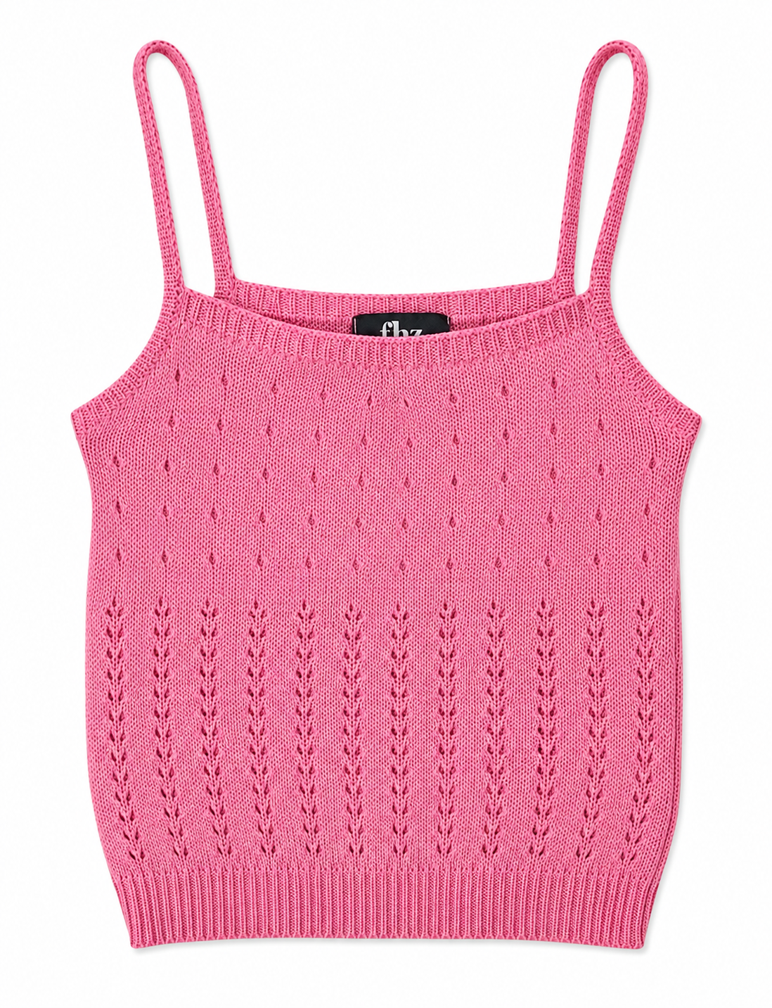 Flowers by Zoe FBZ pink knit sweater tank for tween girls with open-knit texture and fitted silhouette