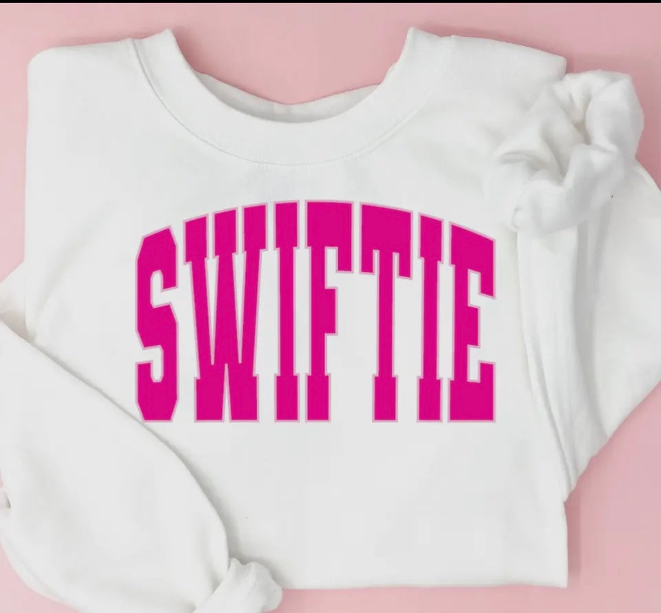 White/Hot Pink Swiftie Sweatshirt *Kids &amp; Adult *
