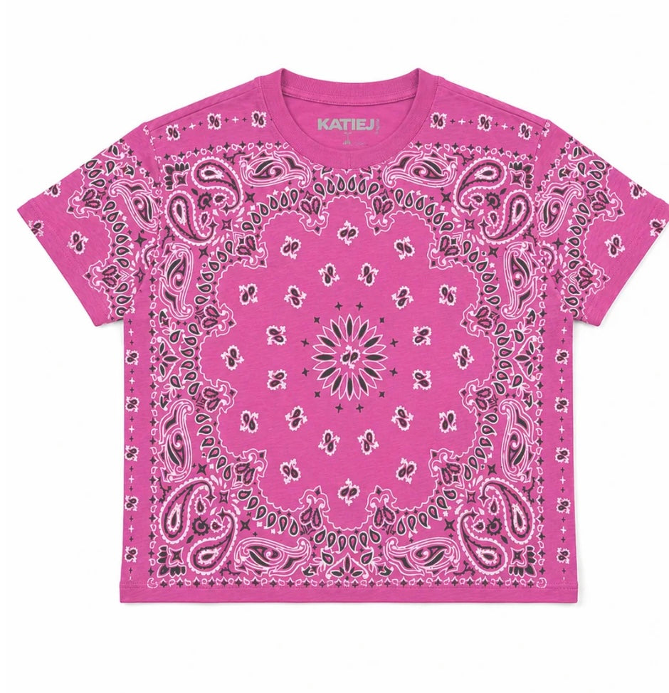 KatieJ Fearless Tee -Hot Pink Bandana