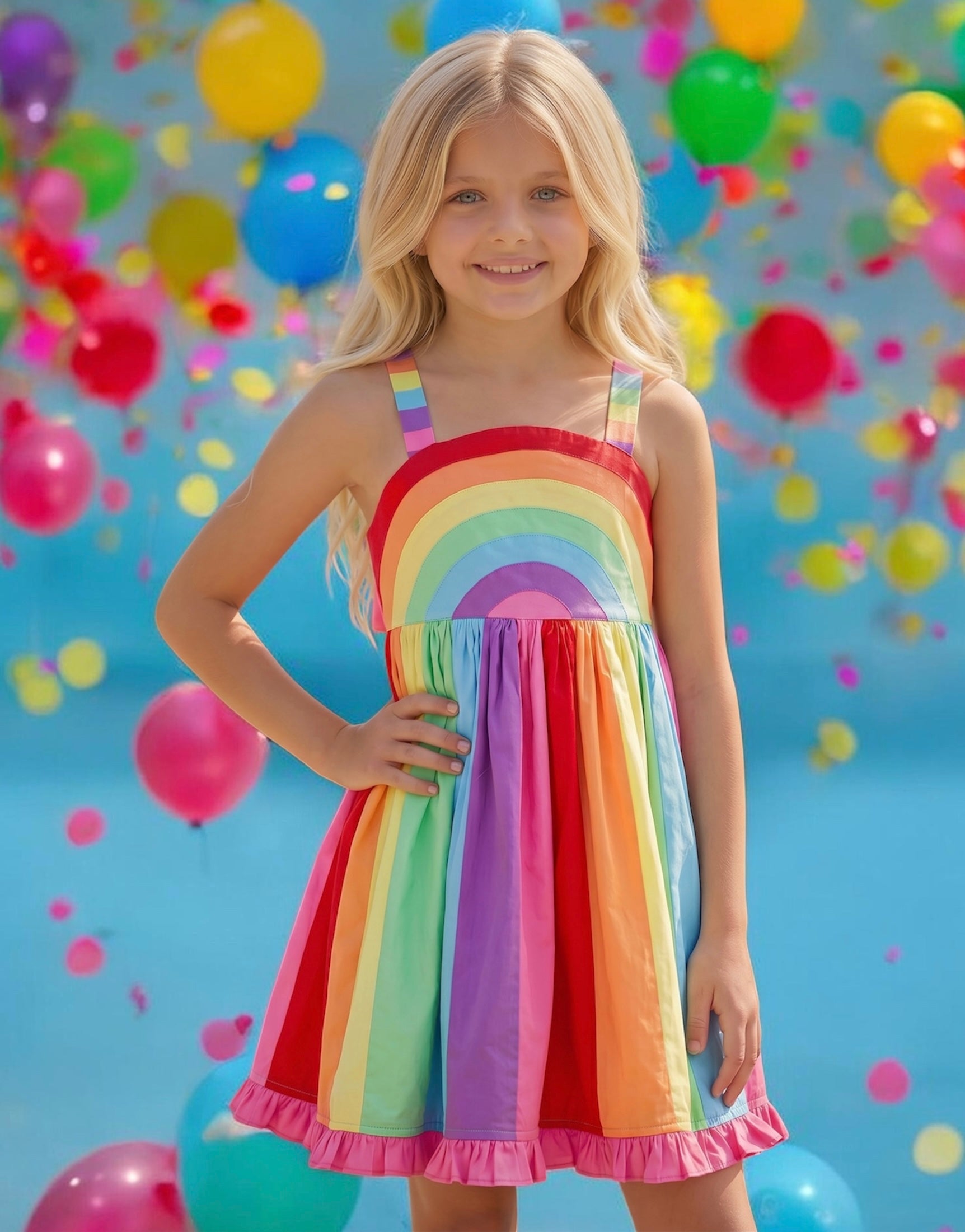 Cotton Kids Rainbow Twirl Dress