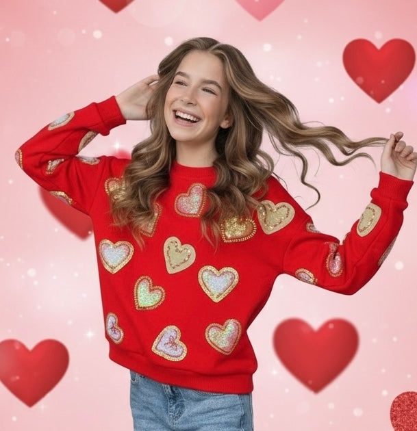 Queen Of Sparkles Kids Valentine's Cookies Sweatshirt