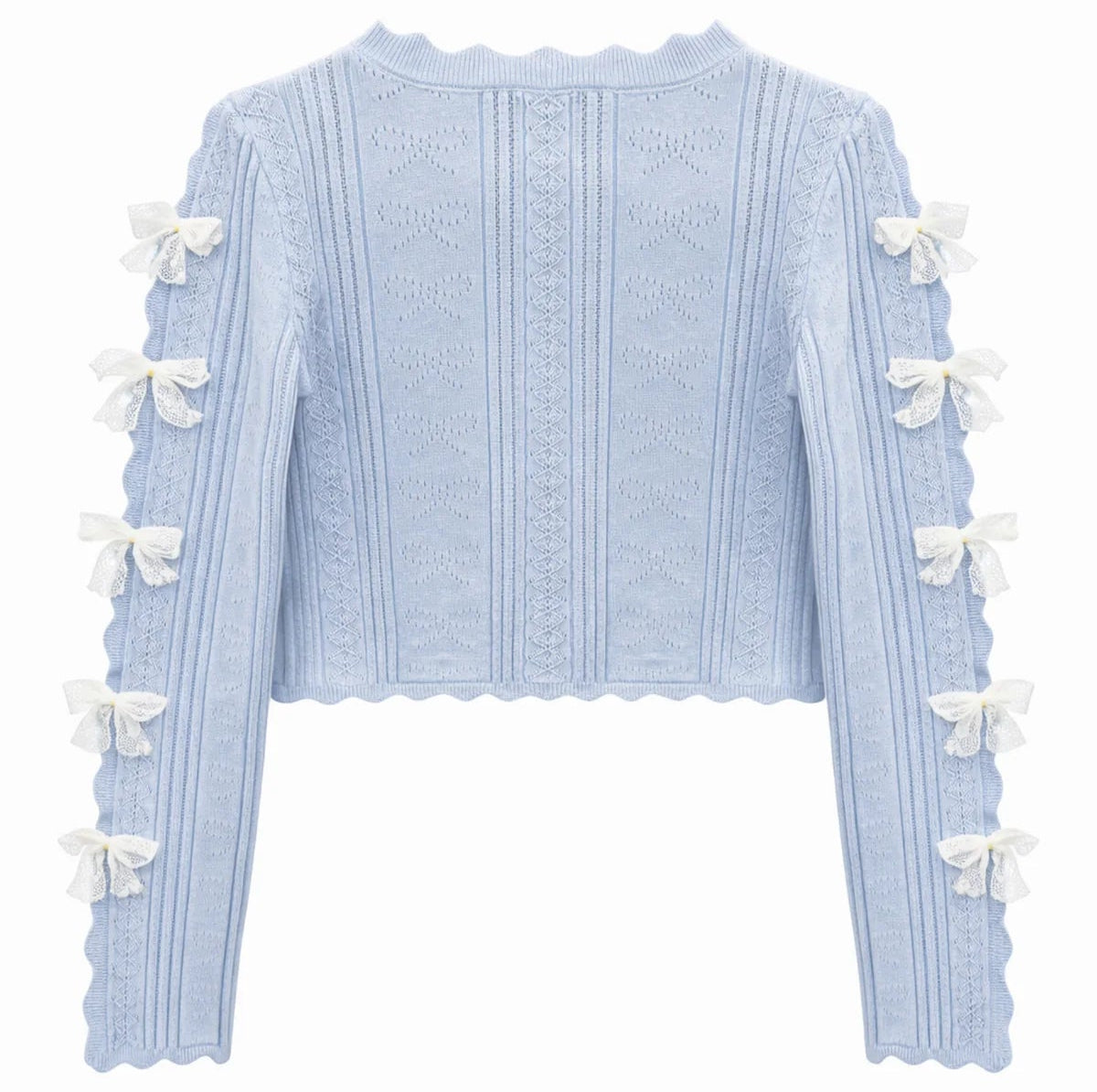 KatieJ NYC Gracyn Bow Cardigan- Baby Blue