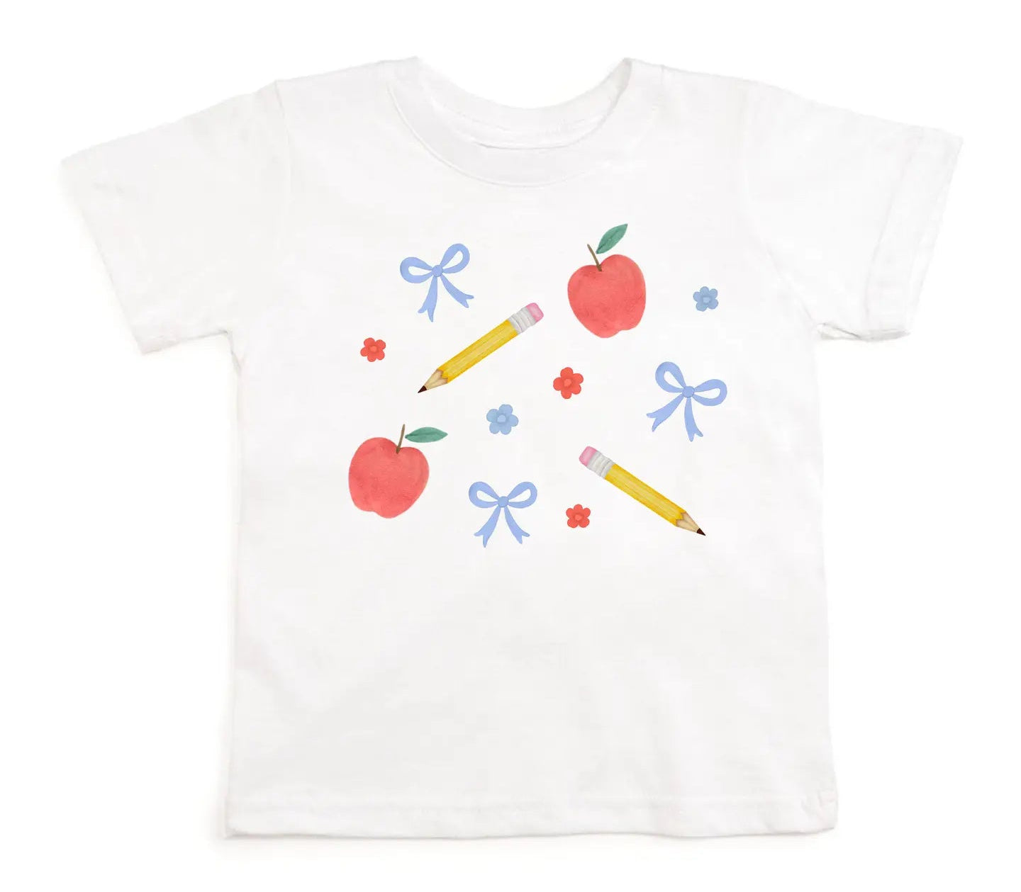 Sweet Wink Back to School Graphic Tee with Apples and Bows