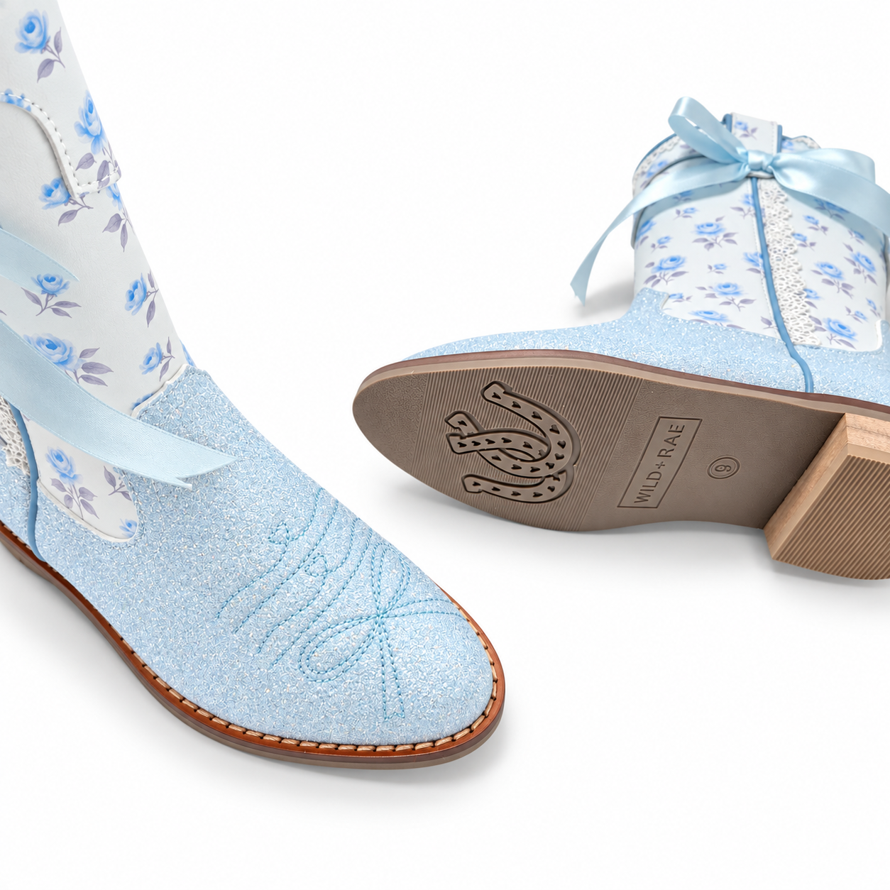 Girls blue floral Cowgirl Boots