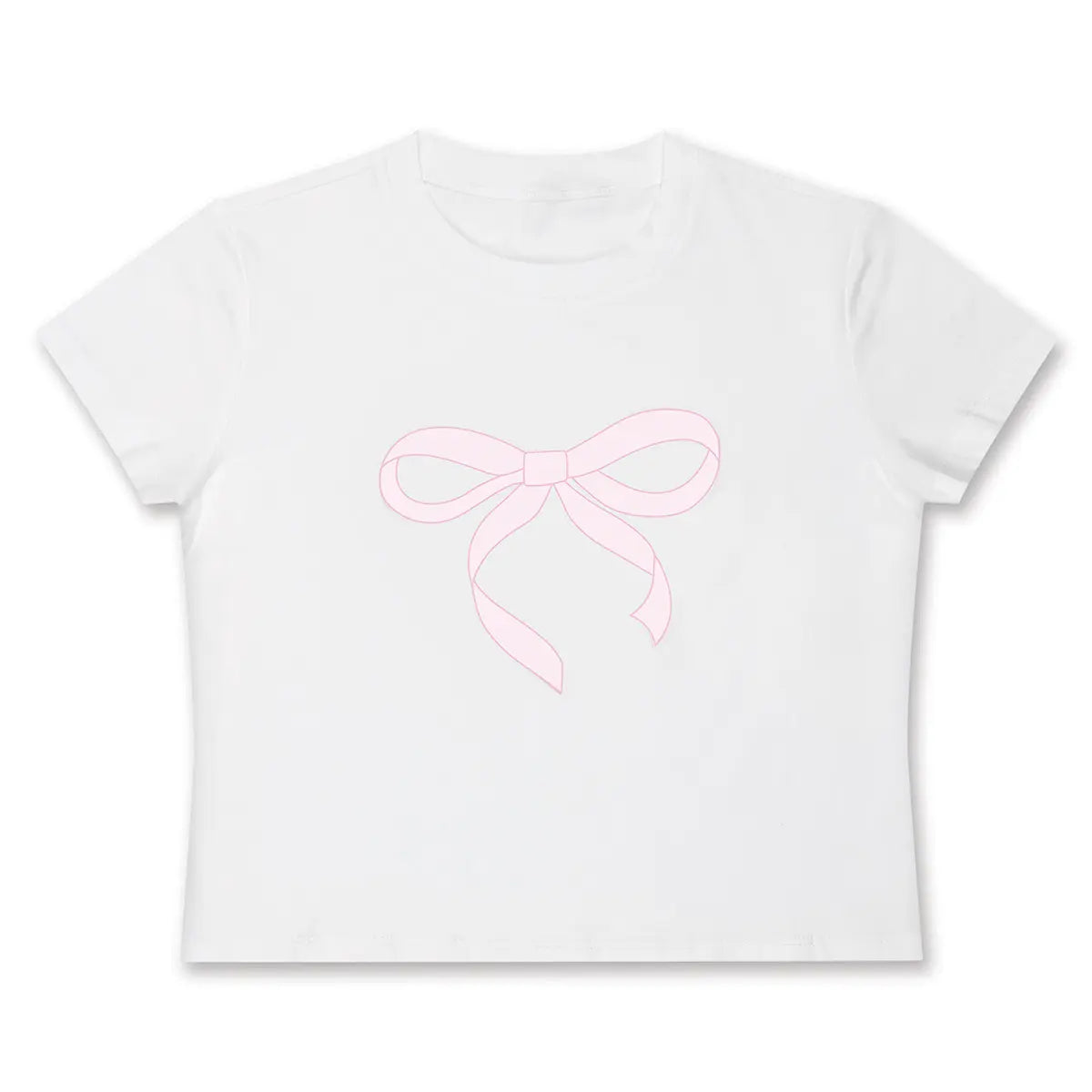 White girls t-shirt with pink coquette bow graphic