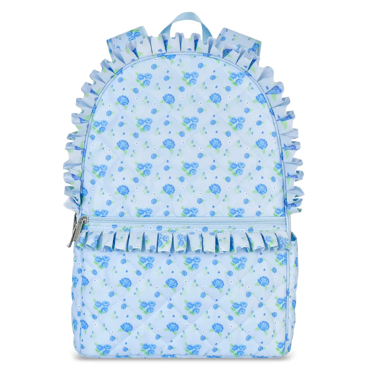 Girls Blue Floral School Backpack