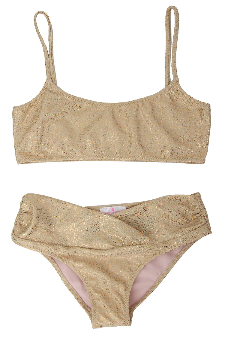 Piccoli Principi Amelie 2pc Swimsuit  - Gold Glitter