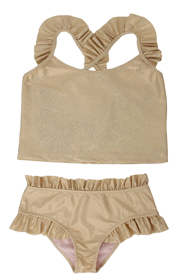 Piccoli Principi Arianna 2pc Swimsuit - Gold Glitter * Preorder*
