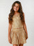 Flowers By Zoe Gold Sequin Bow 2pc Skirt Set