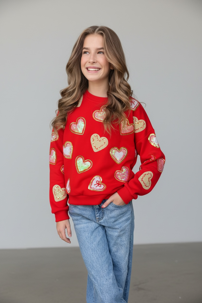 Queen Of Sparkles Kids Valentine's Cookies Sweatshirt