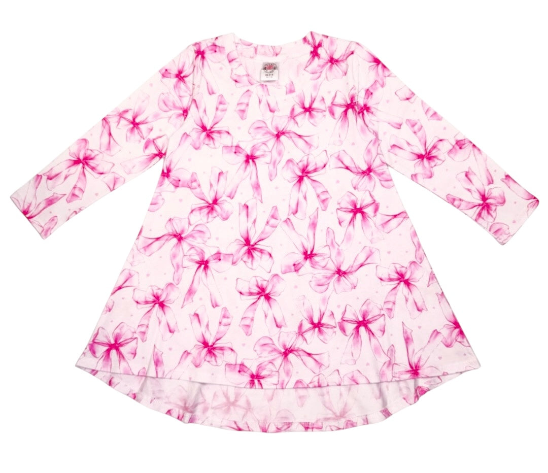 Esme Long Sleeve Hi-low Dress -Pink Tulle Bows