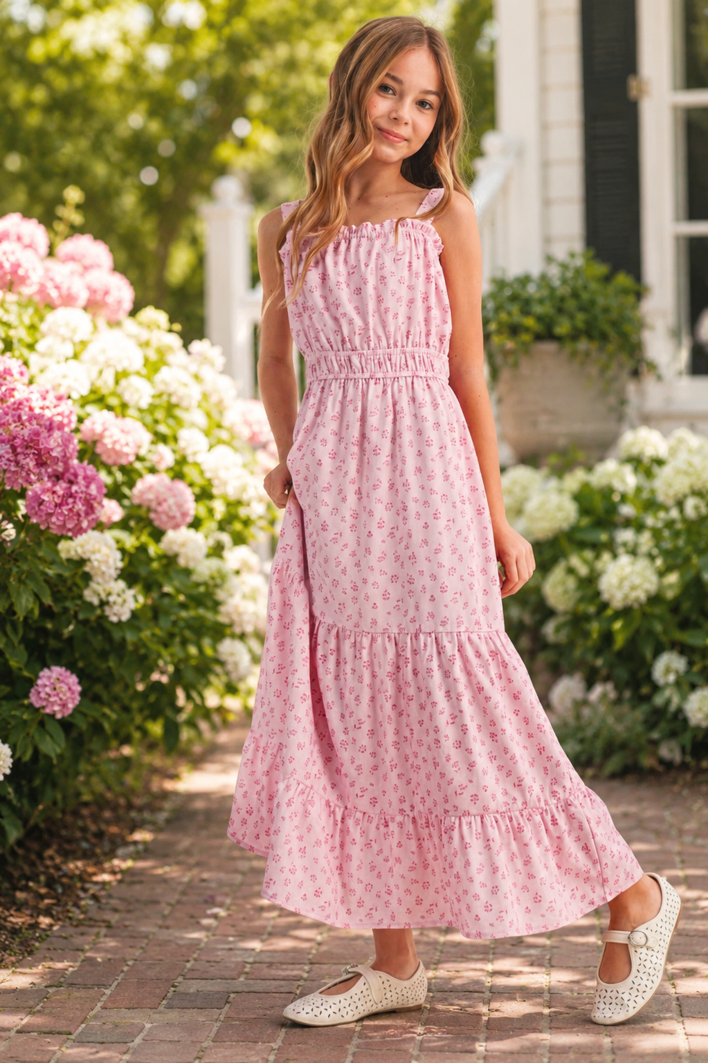 Heart & Arrow Tween Pink Floral Maxi Dress