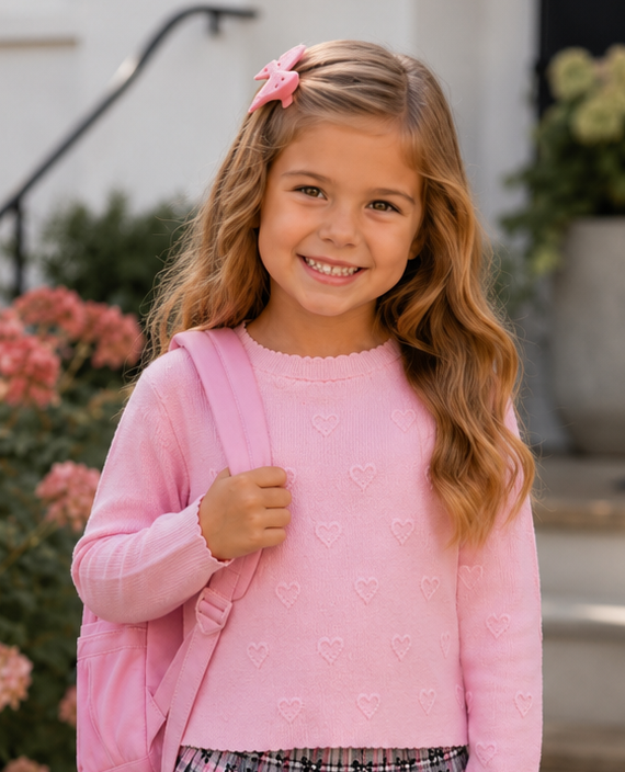 Design History Girls Pink Heart Sweater