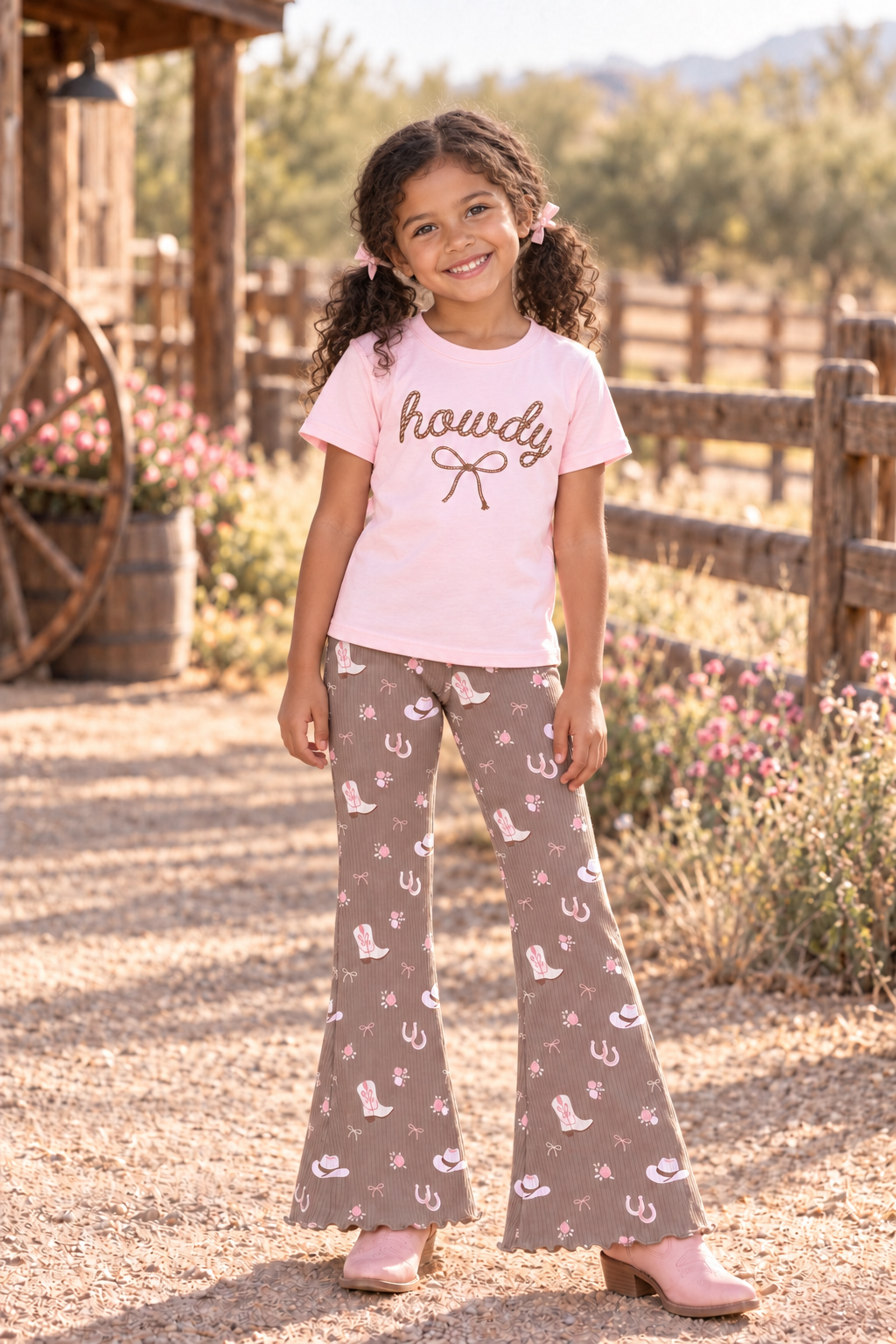 Sweet Wink Howdy Darling Western Tee – Ballet Pink