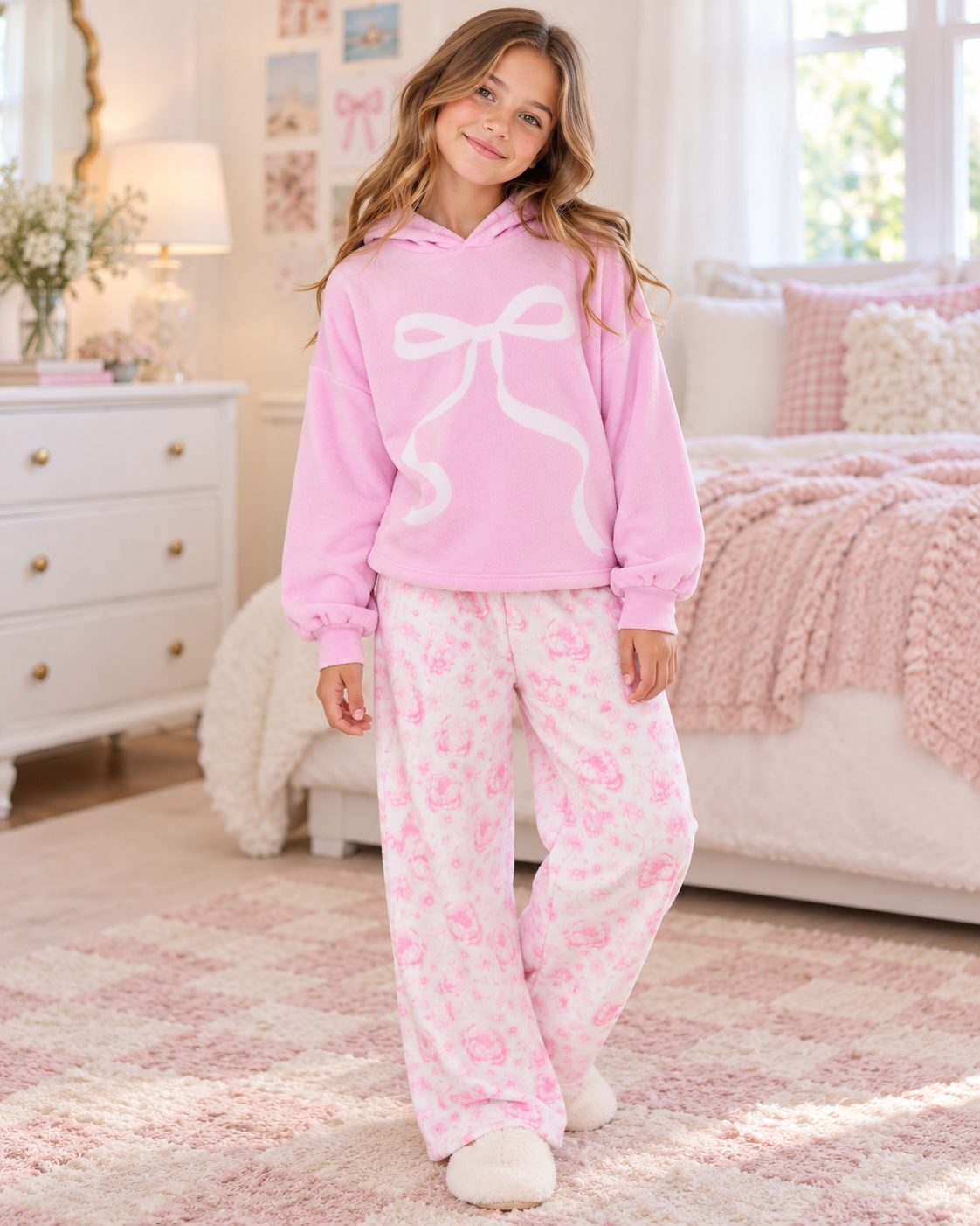 Iscream Pretty Pink Toile Plush Pants