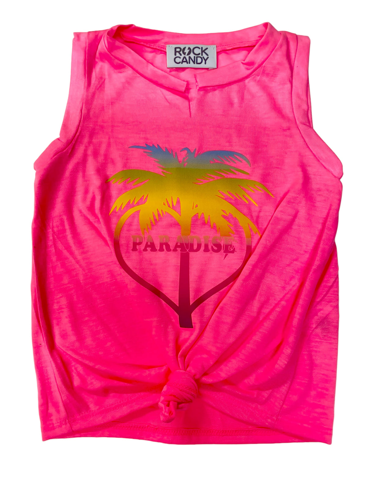 Rock Candy Neon Pink Paradise Knotted Tank