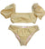 Piccoli Principi Daisy Puff Sleeve 2pc Swimsuit- Gold Glitter