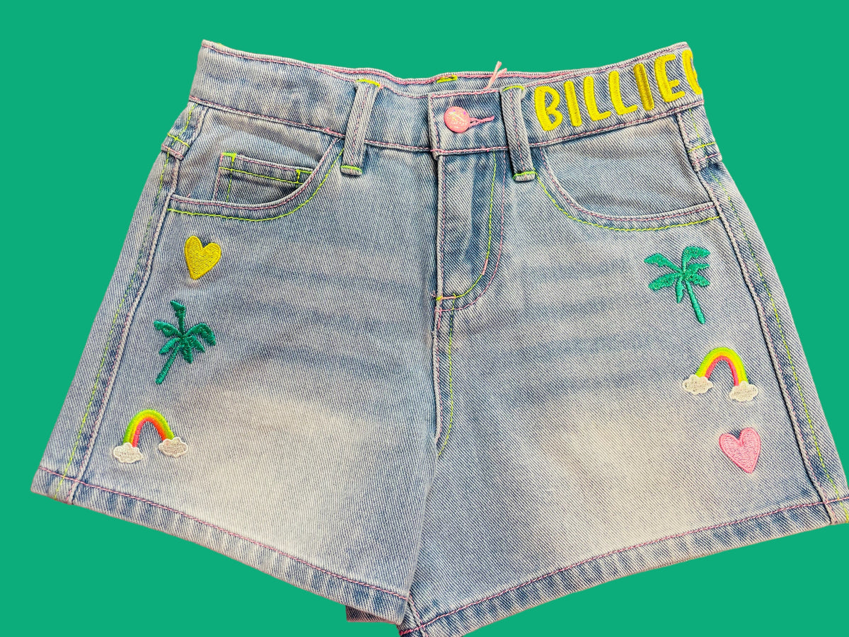 Billieblush Denim Embroidered Icons Shorts