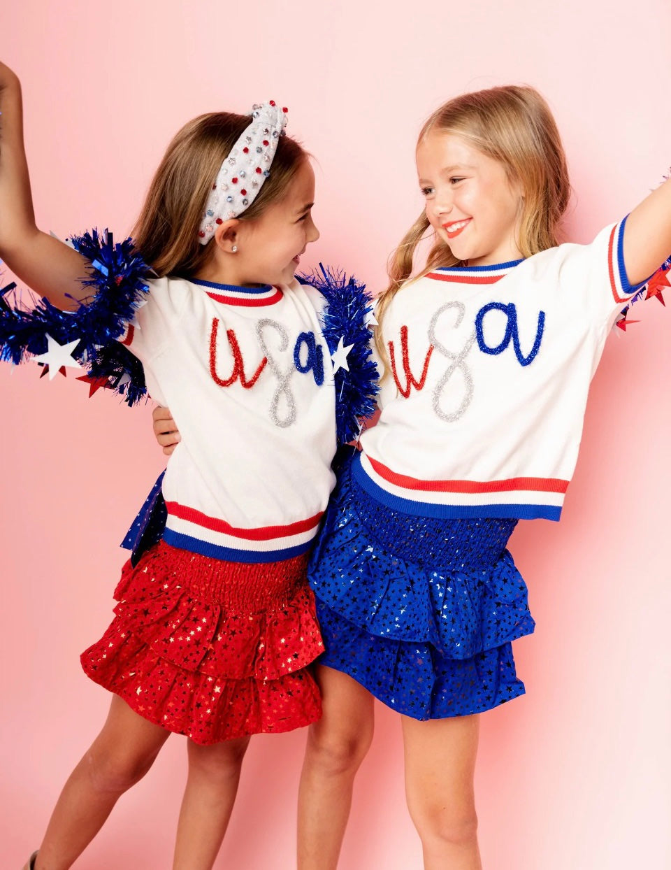 Queen Of Sparkles Kids USA Glitter Letter Top