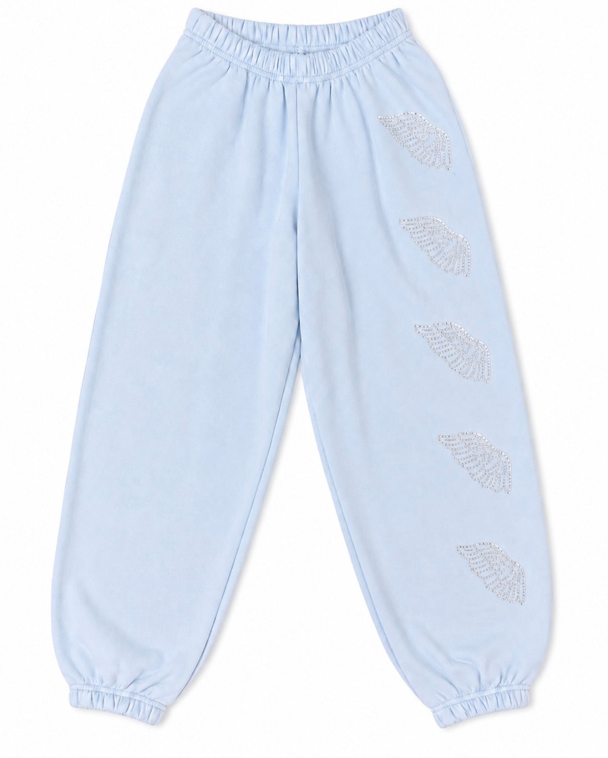 KatieJ NYC Leah Rhinestone Angel Wings Sweatpant– Baby Blue
