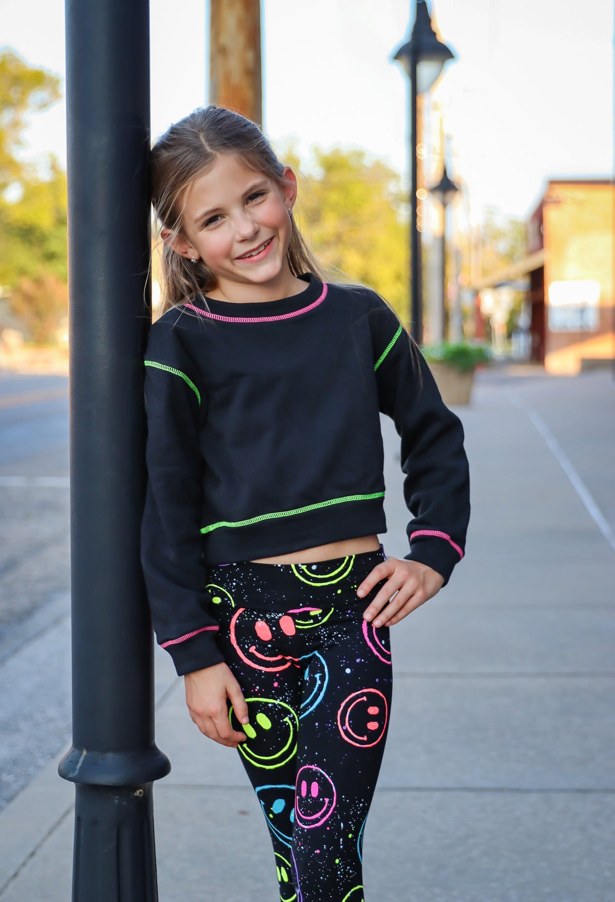 Flowers By Zoe Black/Neon Contrast Pullover Sweatshirt