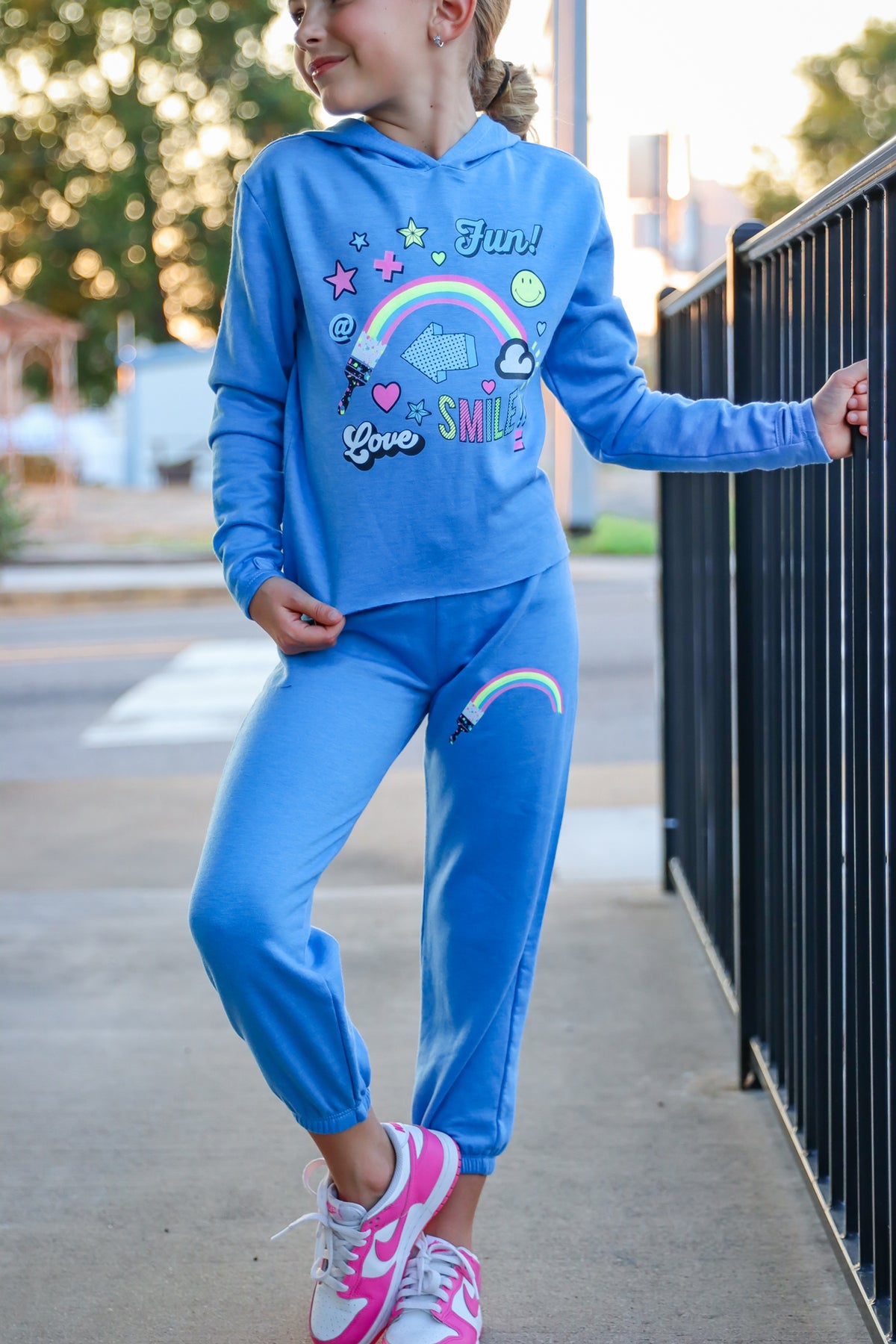 Firehouse Clothing Make You Smile Sweatpant- Neon Blue