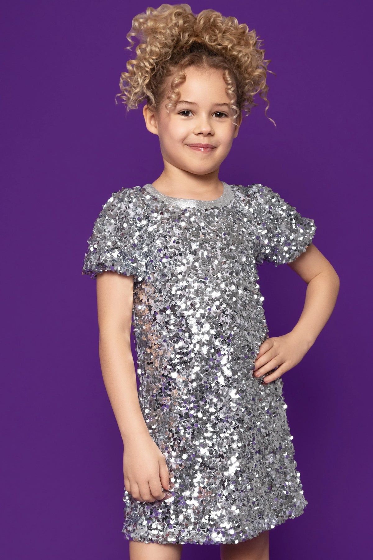 Mia New York Silver Sequin Dress - Size 14