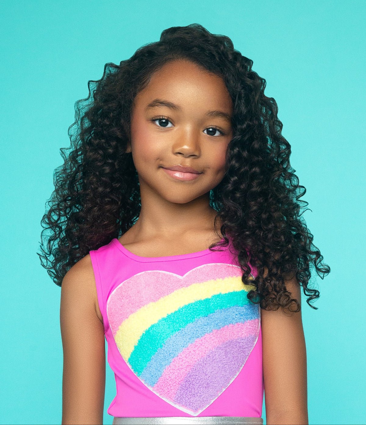 MIA New York Hot Pink Girls Tank Top | Chenille Rainbow Heart