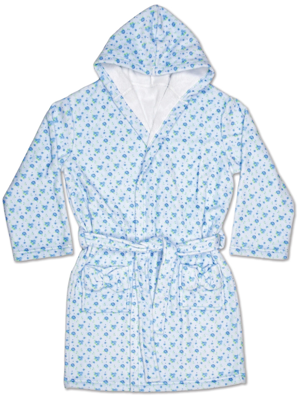 Iscream Blue Ditsy plush hooded robe with floral print