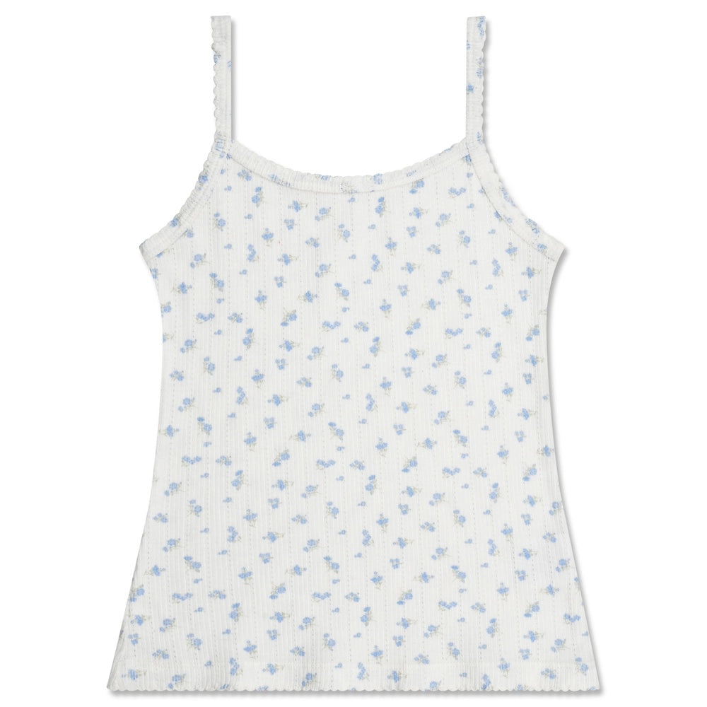 Iscream Blue Floral pointelle tank and shorts pajama set