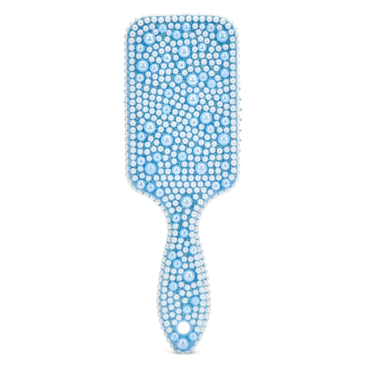 Blue pearl paddle hair brush by Iscream featuring iridescent pearl embellishments, perfect as a girls beauty accessory and tween gift.