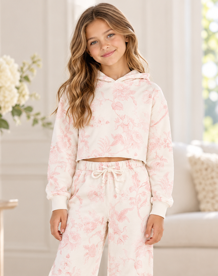 KatieJ NYC Tween Cody Hoodie - Pink Toile