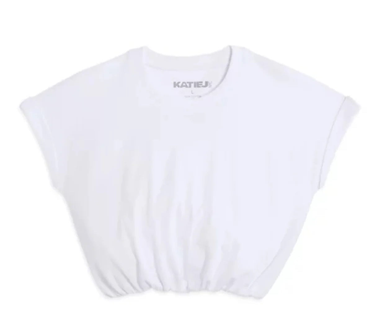 KatieJ NYC Tween JoJo Elastic Waist Crop Top - White