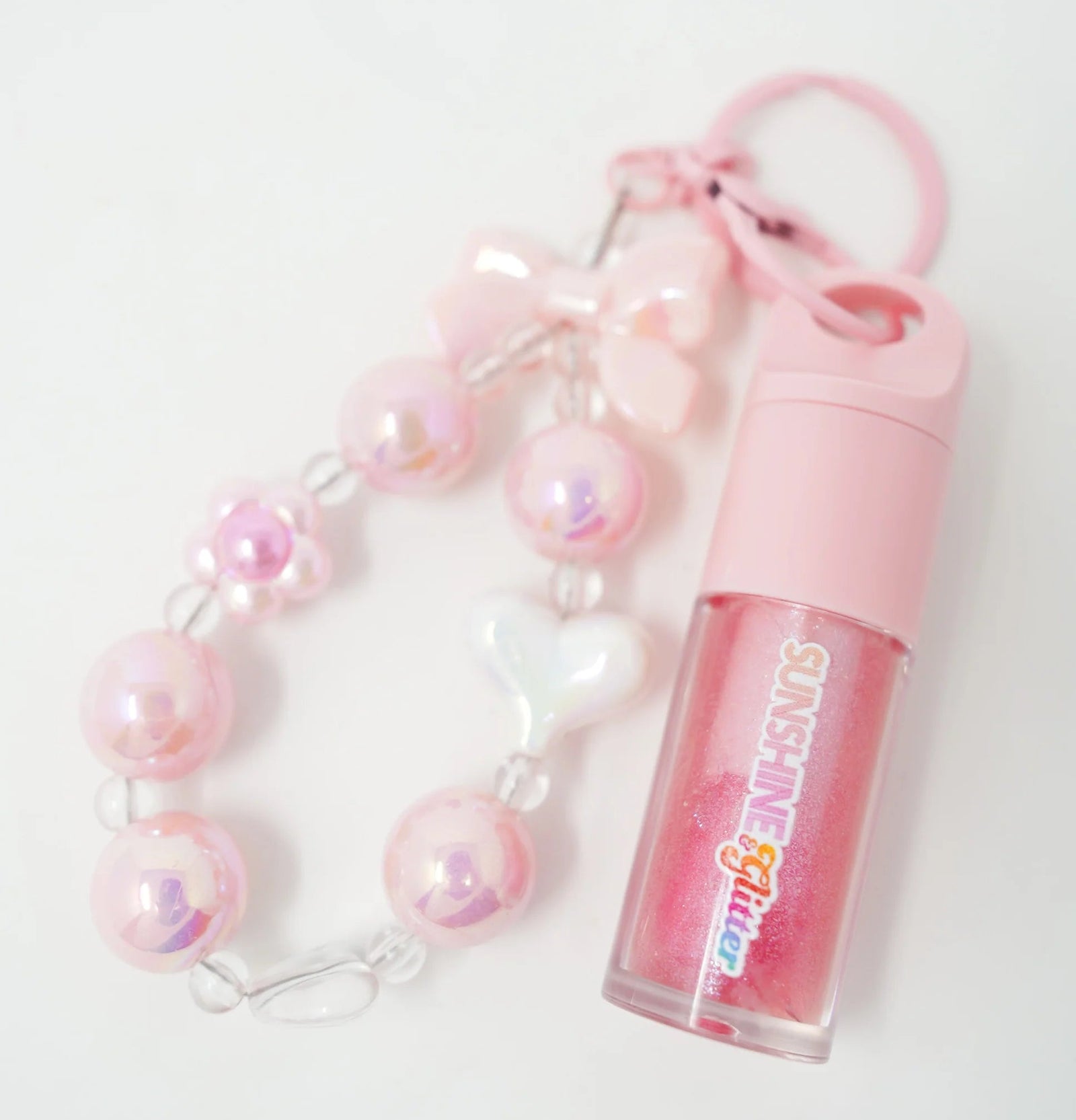 Sunshine & Glitter Shimmer POP Lip Gloss & Charm Clip  -Pink